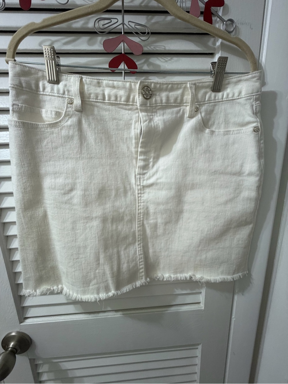Lilly Pulitzer White Denim Frayed Hem Mini Skirt